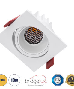 GloboStar® LEO-SQ 60291 Χωνευτό LED Spot Downlight TrimLess Μ8.5xΠ8.5cm 10W 1250lm 38° AC 220-240V IP20 Μ8.5 x Π8.5 x Υ6.6cm – Τετράγωνο – Κινούμενο – Λευκό & Anti-Glare HoneyComb – Θερμό Λευκό 2700K – Bridgelux COB – 5 Years Warranty