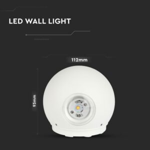 LED Φωτιστικό Τοίχου Στρογγυλό 6W V-TAC Λευκό Αδιάβροχο IP65 SMD Θερμό Λευκό 3000Κ – 8301