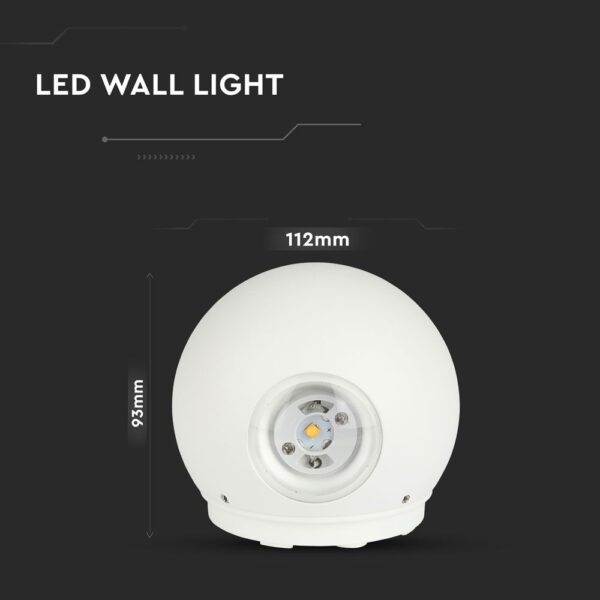 LED Φωτιστικό Τοίχου Στρογγυλό 6W V-TAC Λευκό Αδιάβροχο IP65 SMD Θερμό Λευκό 3000Κ – 8301