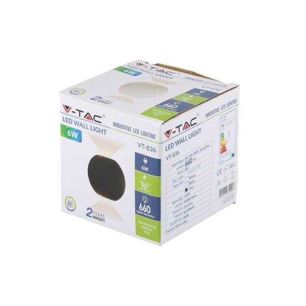 LED Φωτιστικό Τοίχου Στρογγυλό 6W V-TAC Γκρι Αδιάβροχο IP65 SMD Θερμό Λευκό 3000Κ – 8305