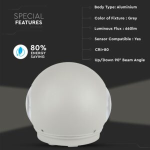 LED Φωτιστικό Τοίχου Στρογγυλό 6W V-TAC Γκρι Αδιάβροχο IP65 SMD Θερμό Λευκό 3000Κ – 8305