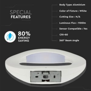 LED Φωτιστικό Τοίχου 10W V-TAC Λευκό Θερμό Λευκό 3000Κ – 8307