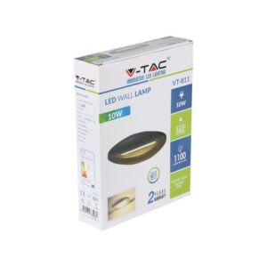 LED Φωτιστικό Τοίχου 10W V-TAC Μαύρο Φυσικό Λευκό 4000Κ – 8310