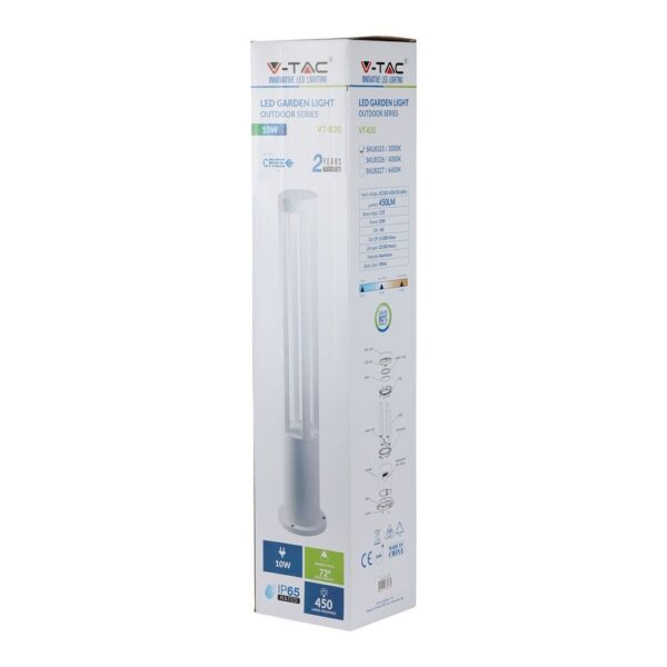LED Κολονάκι Φωτιστικό 10W V-TAC 86cm Αδιάβροχο IP65 Λευκό Φυσικό 6400K – 8327