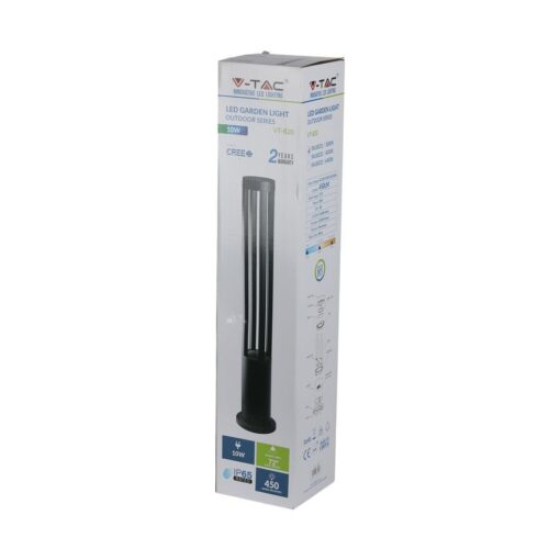 LED Κολονάκι Φωτιστικό 10W V-TAC 86cm Αδιάβροχο IP65 Μαύρο Θερμό 3000K – 8331