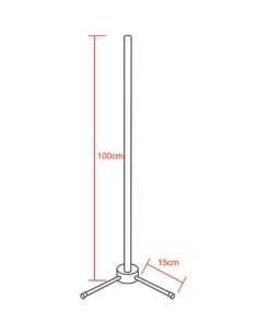 Μοντέρνο Minimal Επιδαπέδιο Μαύρο Φωτιστικό 100cm LED 16 Watt με Ασύρματο Χειριστήριο RF & Dimmer Μπλε GloboStar ALIEN Design GLOBO-100-6