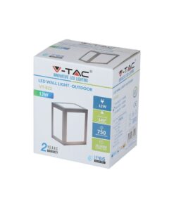 LED αδιάβροχο φωτιστικό 12W IP65 6400K Ψυχρό λευκό με γκρι σώμα V-TAC – 8339