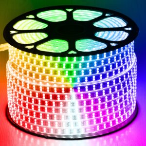 GloboStar® 70517 Wide Ταινία Διπλής Σειράς Epistar LED SMD 5050 1m 24W/m 120LED/m 3144lm/m 120° DC 230V Αδιάβροχη IP68 RGB Dimmable