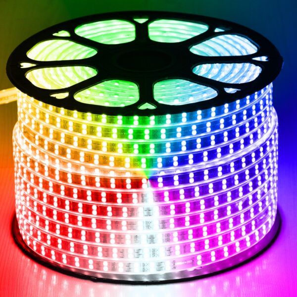 GloboStar® 70517 Wide Ταινία Διπλής Σειράς Epistar LED SMD 5050 1m 24W/m 120LED/m 3144lm/m 120° DC 230V Αδιάβροχη IP68 RGB Dimmable