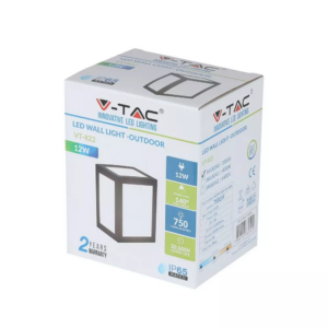 LED αδιάβροχο φωτιστικό 12W IP65 6400K Ψυχρό λευκό με μαύρο σώμα V-TAC – 8342