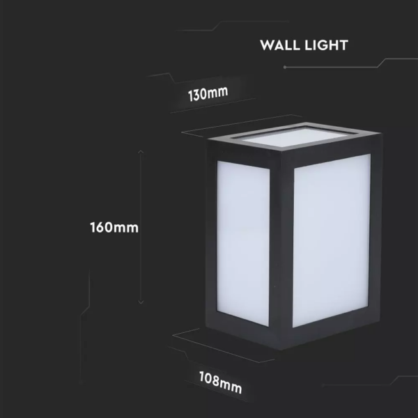 LED αδιάβροχο φωτιστικό 12W IP65 6400K Ψυχρό λευκό με μαύρο σώμα V-TAC – 8342