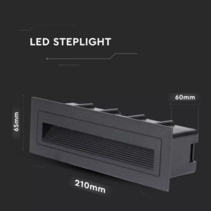 Χωνευτό φωτιστικό LED σκάλας 6W Ορθογώνιο Μαύρο 3000K Θερμό λευκό IP54 V-TAC – 8348
