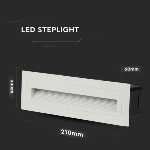Χωνευτό φωτιστικό LED σκάλας 6W Ορθογώνιο Λευκό 3000K Θερμό λευκό IP54 V-TAC – 8352