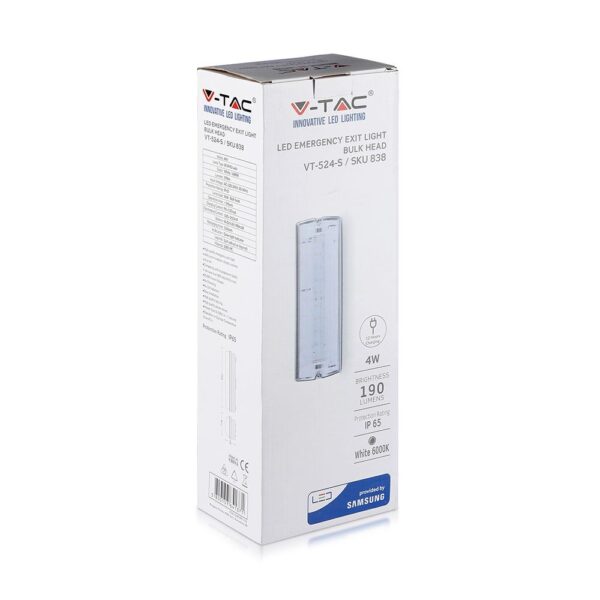 LED Φωτιστικό Ασφαλείας Επιφανειακό 4W V-TAC PRO Samsung Chip IP65 190lm Ψυχρό Λευκό 6000K – 838