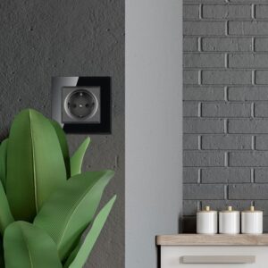 Πρίζα Σούκο Μαύρη Πλαστικό & Γυαλί V-TAC – 8399