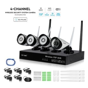Σετ Wi-Fi με 4 Κάμερες 1080p NVR IP65 εσωτερικού/εξωτερικού χώρου με ασύρματο καταγραφικό V-TAC – 8400