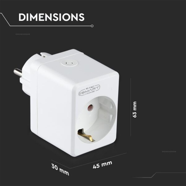 Wi-Fi Mini Πρίζα με USB Smart Home Συμβατή Με Amazon Alexa & Google Home V-TAC – 8416