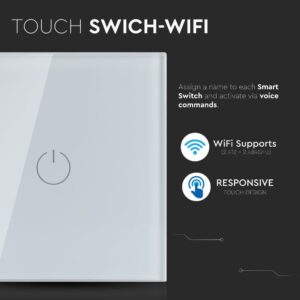 Wi-Fi Διακόπτης Αφής Χωνευτός Λευκός Smart Home Συμβατός Με Amazon Alexa & Google Home V-TAC – 8417