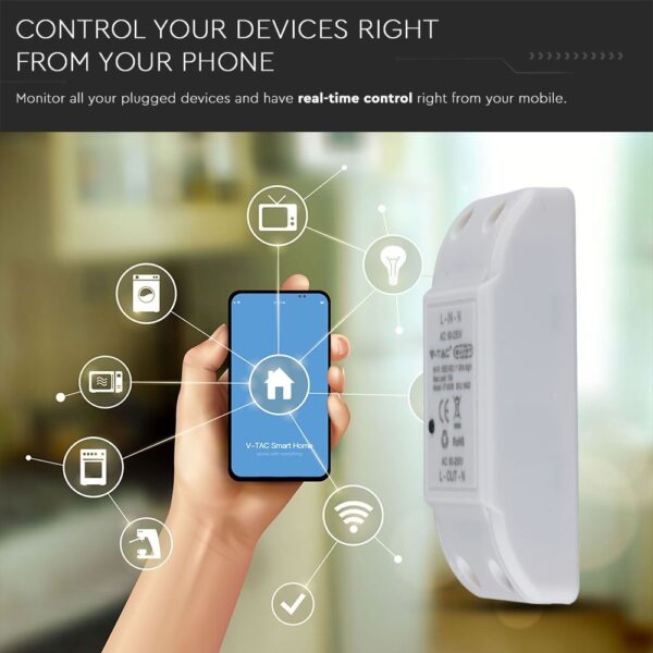 Wi-Fi Διακόπτης Online Switch Smart Home Συμβατός Με Amazon Alexa & Google Home V-TAC – 8422