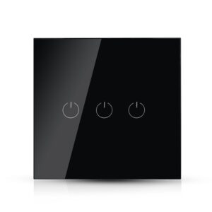 Wi-Fi Διακόπτης Αφής Τριπλός Μαύρος Χωνευτός Smart Home Συμβατός Με Amazon Alexa & Google Home V-TAC – 8425