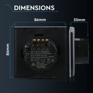 Wi-Fi Διακόπτης Αφής Τριπλός Μαύρος Χωνευτός Smart Home Συμβατός Με Amazon Alexa & Google Home V-TAC – 8425