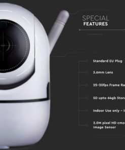1080P IP Wi-Fi Camera εσωτερικού χώρου Περιστρεφόμενη με Αυτόματη Παρακολούθηση και Νυχτερινή Λήψη V-TAC – 8439