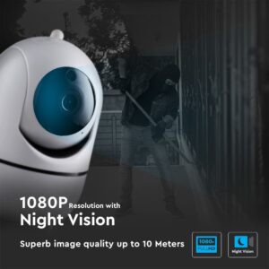 1080P IP Wi-Fi Camera εσωτερικού χώρου Περιστρεφόμενη με Αυτόματη Παρακολούθηση και Νυχτερινή Λήψη V-TAC – 8439