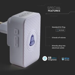 WiFi κουδούνι πόρτας με Πρίζα V-TAC – 8445