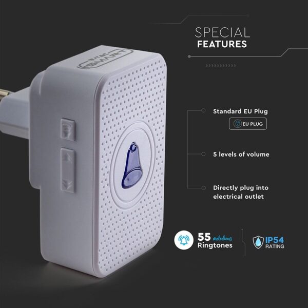 WiFi κουδούνι πόρτας με Πρίζα V-TAC – 8445