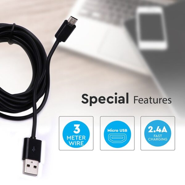 Καλώδιο USB 2.0 σε Micro USB 3M Μαύρο V-TAC – 8449