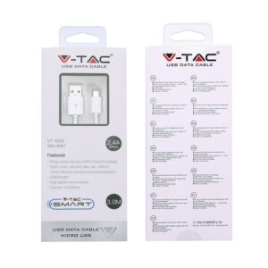 Καλώδιο USB 2.0 σε Micro USB 3M Λευκό V-TAC – 8451