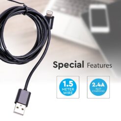 Καλώδιο Iphone 1.5m Μαύρου Χρώματος Με MFI V-TAC – 8452