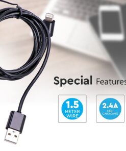 Καλώδιο Iphone 1.5m Μαύρου Χρώματος Με MFI V-TAC – 8452