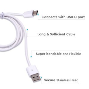 Καλώδιο USB 2.0 σε Type-C USB 1.5M Λευκό V-TAC – 8456