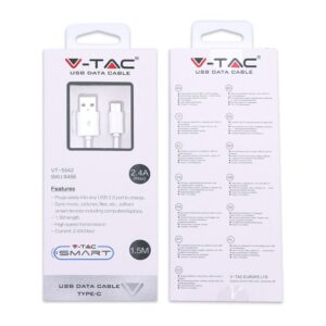 Καλώδιο USB 2.0 σε Type-C USB 1.5M Λευκό V-TAC – 8456