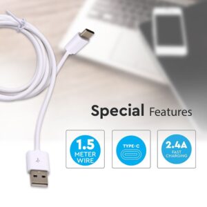 Καλώδιο USB 2.0 σε Type-C USB 1.5M Λευκό V-TAC – 8456