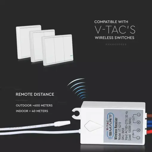 Ασύρματος δέκτης για RF διακόπτες V-TAC – 8458
