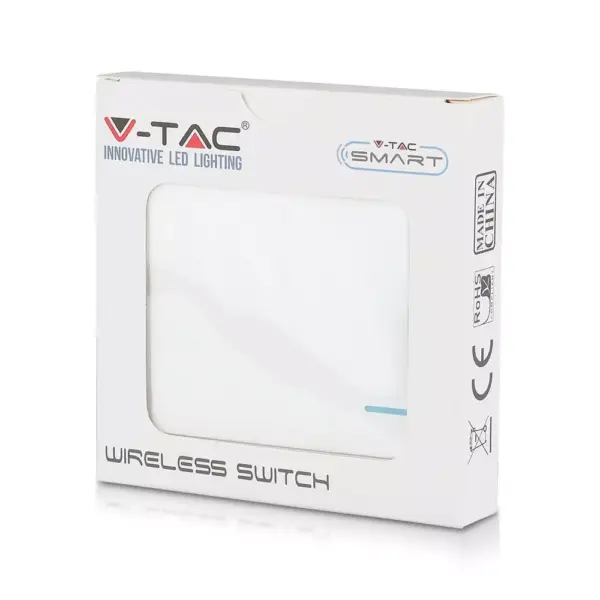 Ασύρματος διακόπτης RF μονός Wireless λευκός μπαταρίας V-TAC – 8460