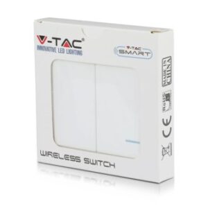 Ασύρματος διακόπτης RF διπλός Wireless λευκός μπαταρίας V-TAC – 8461