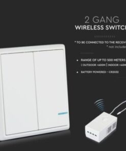 Ασύρματος διακόπτης RF διπλός Wireless λευκός μπαταρίας V-TAC – 8461