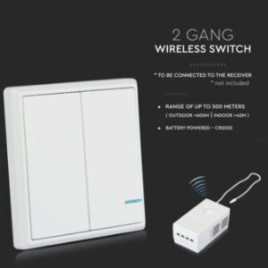 Ασύρματος διακόπτης RF διπλός Wireless λευκός μπαταρίας V-TAC – 8461