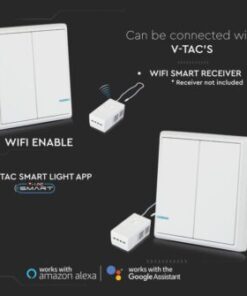 Ασύρματος διακόπτης RF διπλός Wireless λευκός μπαταρίας V-TAC – 8461