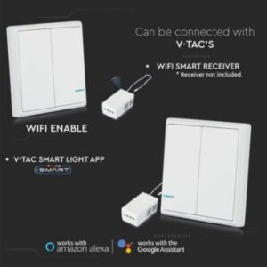 Ασύρματος διακόπτης RF διπλός Wireless λευκός μπαταρίας V-TAC – 8461