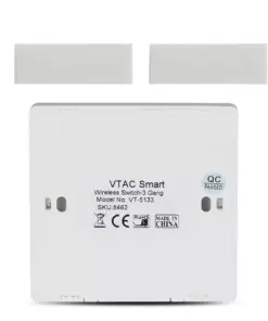 Ασύρματος διακόπτης RF τριπλός Wireless λευκός μπαταρίας V-TAC – 8462
