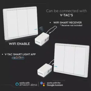 Ασύρματος διακόπτης RF τριπλός Wireless λευκός μπαταρίας V-TAC – 8462