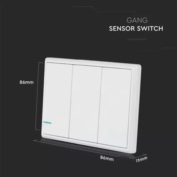 Ασύρματος διακόπτης RF τριπλός Wireless λευκός μπαταρίας V-TAC – 8462