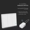 Ασύρματος διακόπτης RF τριπλός Wireless λευκός μπαταρίας V-TAC – 8462