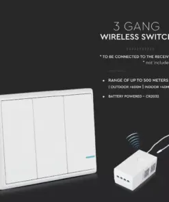 Ασύρματος διακόπτης RF τριπλός Wireless λευκός μπαταρίας V-TAC – 8462