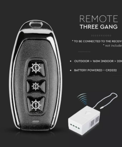 Ασύρματος Διακόπτης-Μπρελόκ RF Τριπλός Wireless Μαύρος V-TAC – 8463