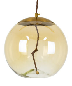 GloboStar® ΑΧΤΟΝ 00748 Μοντέρνο Κρεμαστό Φωτιστικό Οροφής Μονόφωτο Διάφανο Μελί Γυάλινο LED AC 100-240V Θερμό Λευκό 2700K Φ30 x Y30cm